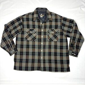 VTG LADA Plaid Flannel Quilt-Lined Shirt Jacket Shacket Outdoor WorkWear Mens XL